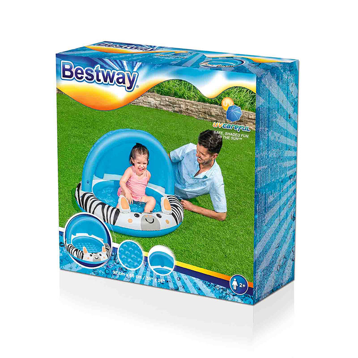 Oppustelig Pool til Børn Bestway Zebra 97 x 66 cm